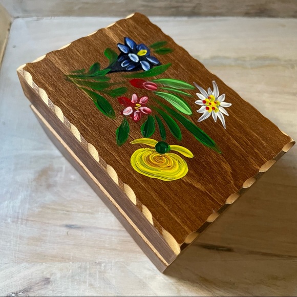 Mapsa Accents Vintage Mapsa Hand Painted Floral Wooden Music Box